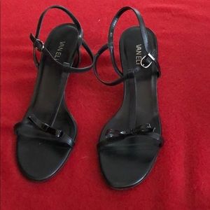 Vaneli Black Leather Sandal